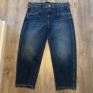 AYR Deep Indigo barrel Relaxed Jeans. Size 32